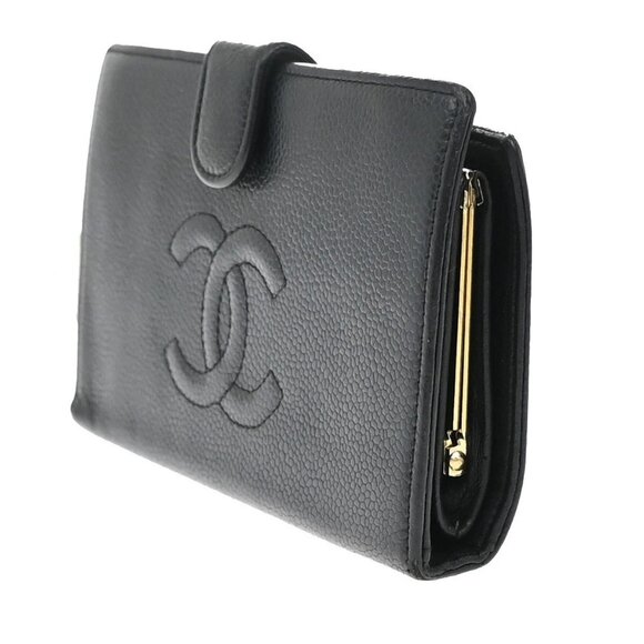 CHANEL CC Logo Bifold Long Wallet Grained Calfskin Leather Black GHW 34RF400 - Picture 2 of 15